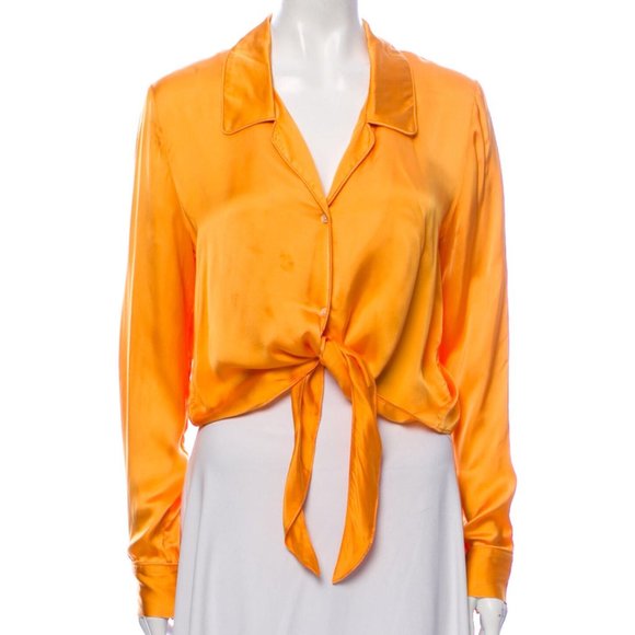 Aritzia Tops - Wilfred Womens Blouse Cropped Orange satin button